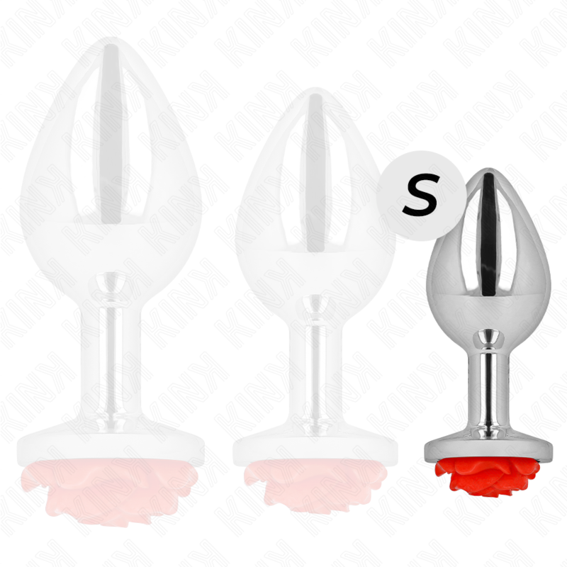 Plug anal métallique ornement rose rouge taille S - Kink - KINK PLEASURE PLUGS