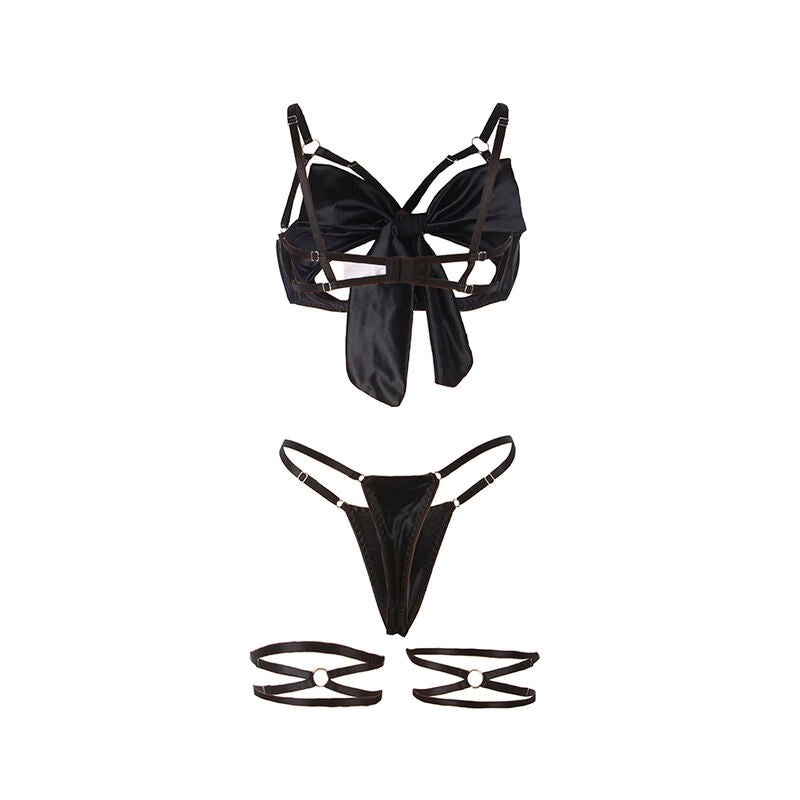 Ensemble lingerie nœud noir bonnets ouverts S/M - Subblime - SUBBLIME SETS