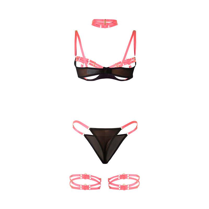 Ensemble lingerie soutien-gorge collier rose fluorescent S/M - Subblime - SUBBLIME SETS