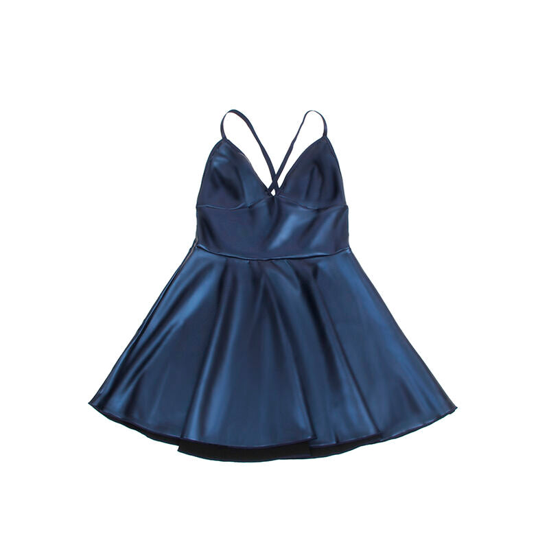 Robe à bretelles finition cuir PU bleue taille L/XL - Subblime - SUBBLIME DRESSES