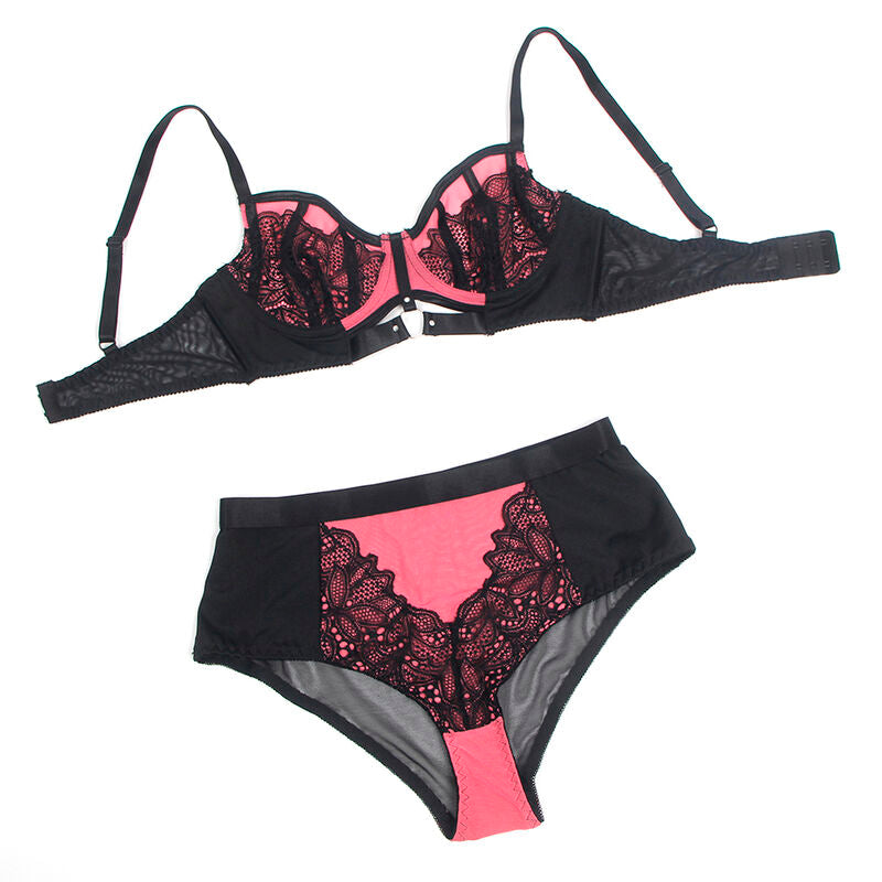Ensemble lingerie dentelle et résille push-up rose S/M - Subblime - SUBBLIME SETS