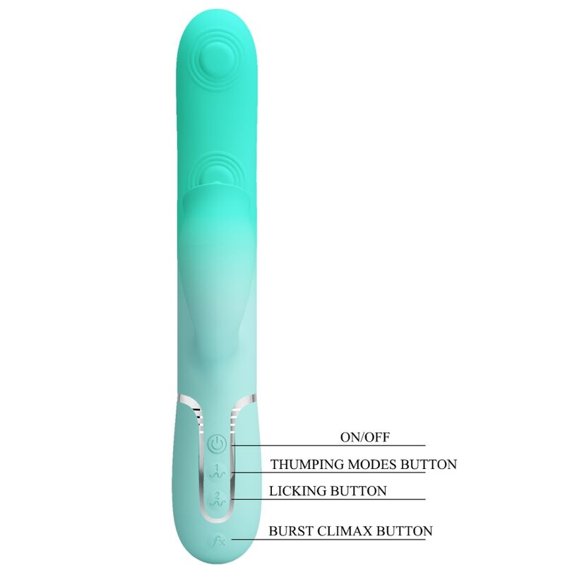 Vibromasseur Lapin Multifonction Gigi Vert Aqua - Pretty Love