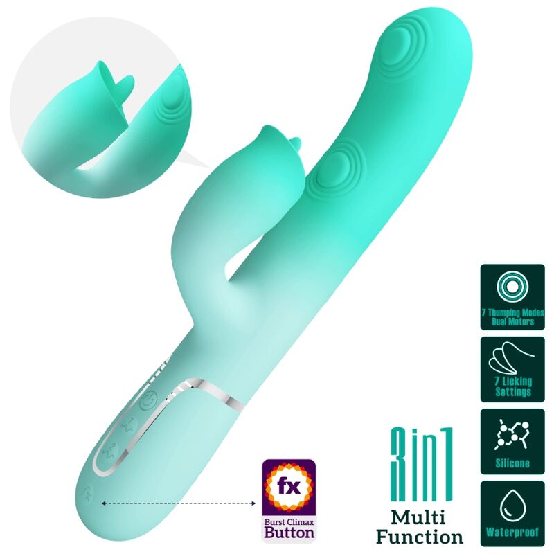 Vibromasseur Lapin Multifonction Gigi Vert Aqua - Pretty Love