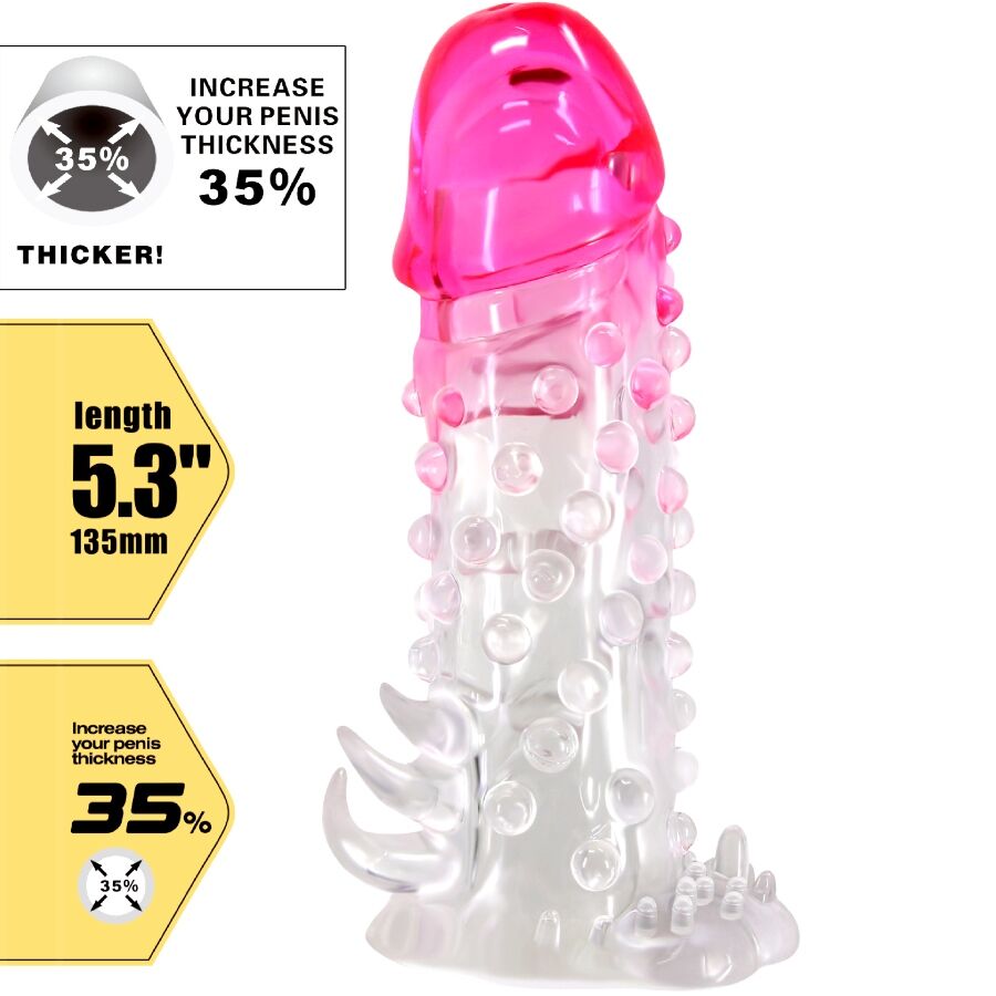 Geripptes realistisches Penis-Kondom rosa - Pretty Love