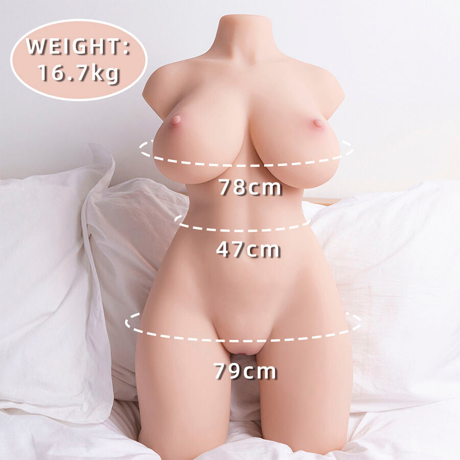 XISE – Masturbateur Buste Femme Ultra-réaliste en silicone et vibrant - 71 cm