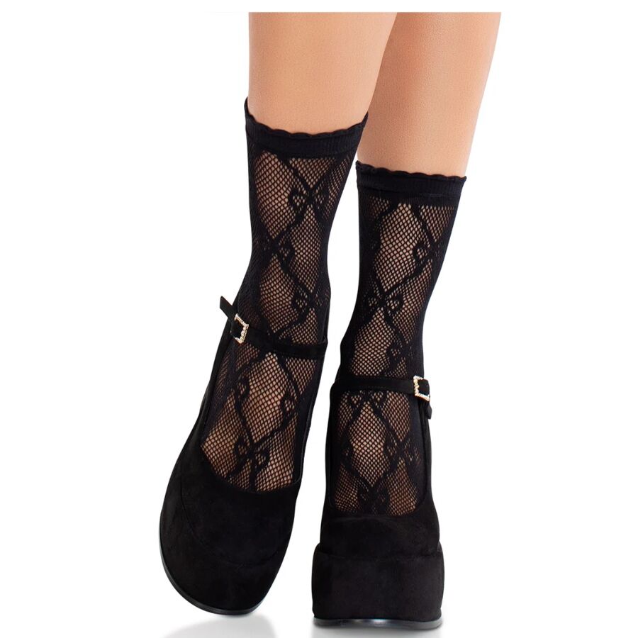 Chaussettes Résille Noires avec Nœud - Leg Avenue