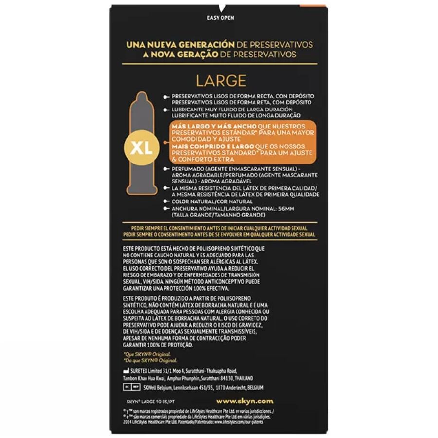 SKYN - Préservatifs XL sans latex Large - Boîte de 10