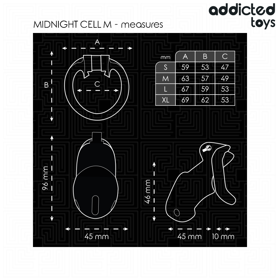 Cage de Chasteté Midnight Cell Taille M - Addicted Toys