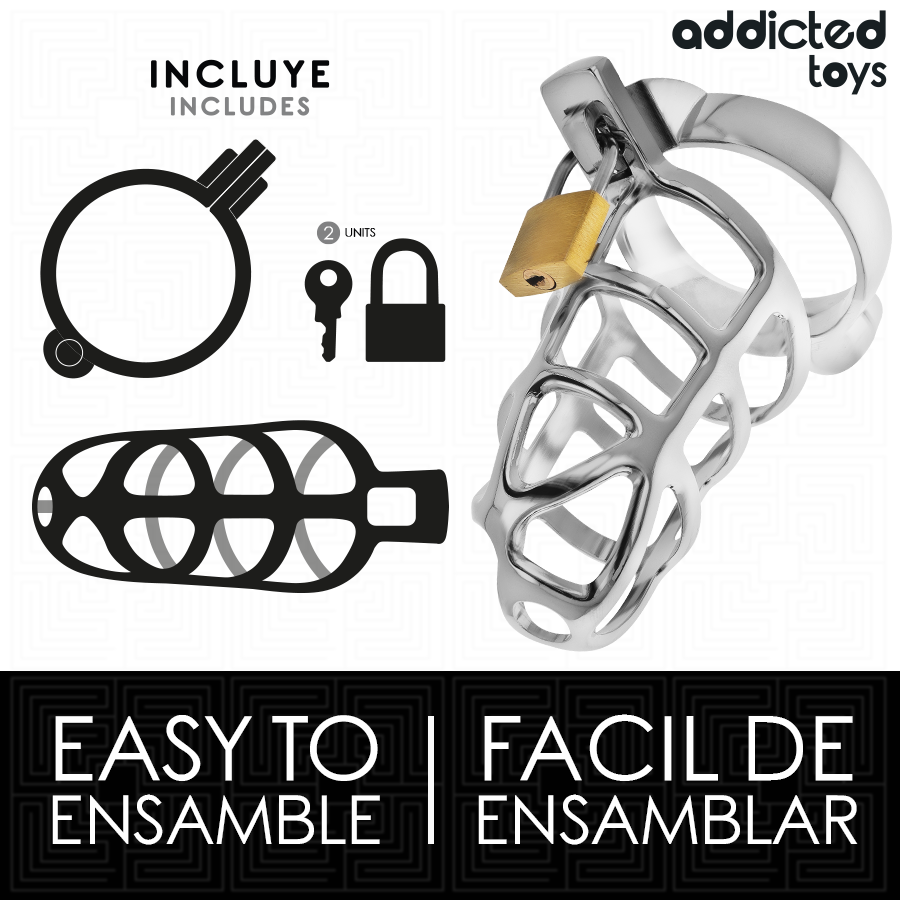 Cage de Chasteté Addicted Toys Locked Métal Argent M