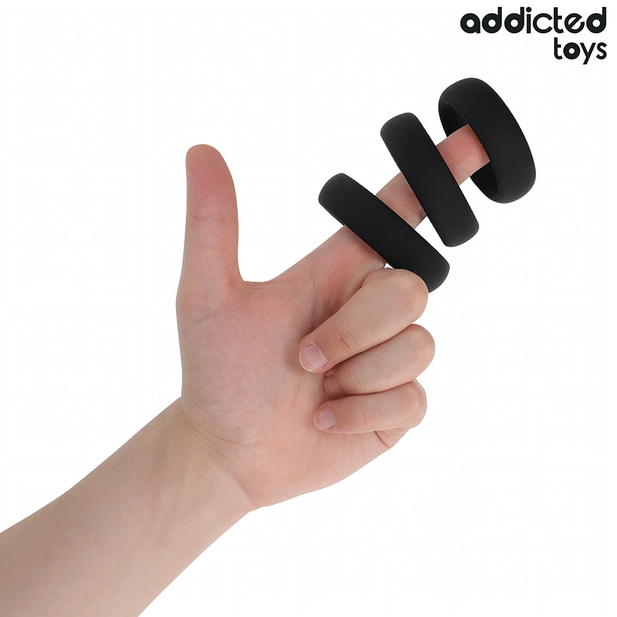 Anneaux Péniens Plats Silicone Lot de 3 - Addicted Toys