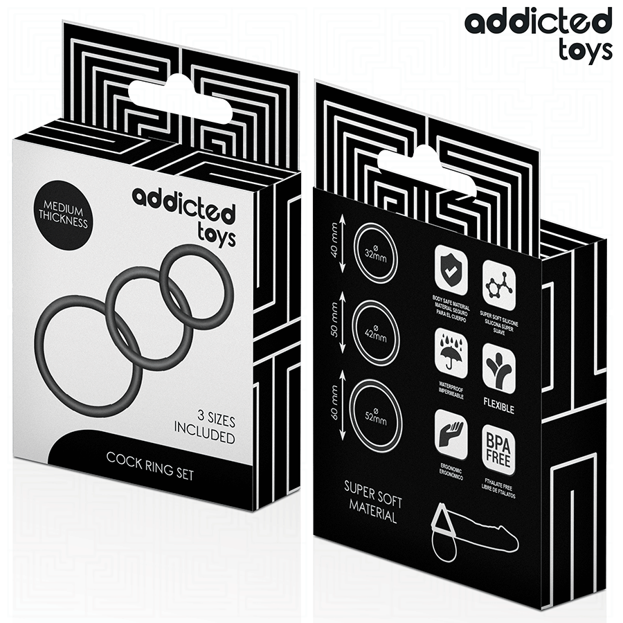 Lot 3 Anneaux Péniens Silicone Tailles Variables - Addicted Toys