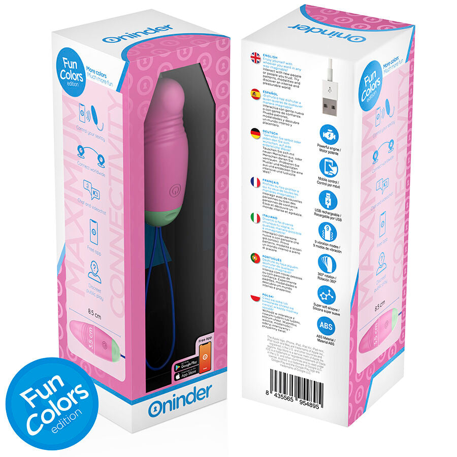 Oninder – Œuf vibrant Connecté et Rotatif en Silicone – Rose