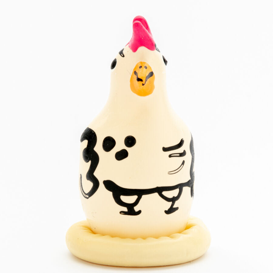 Préservatif Fantaisie Peint à la Main Coq Cocky - Condomerie - CONDOMERIE