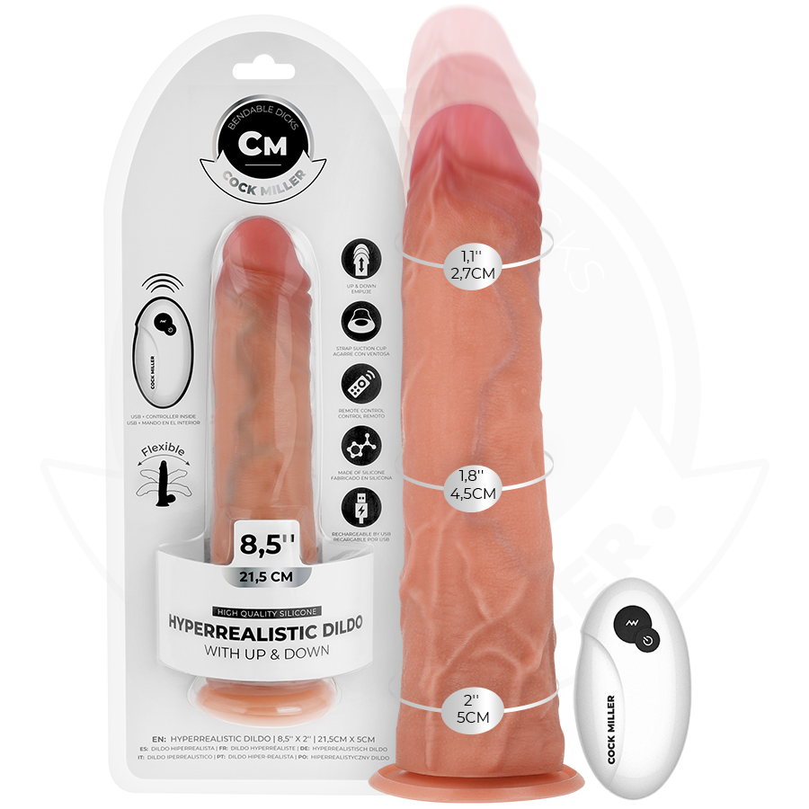 Gode Réaliste à Poussée Cock Miller 21,5cm - Télécommandé