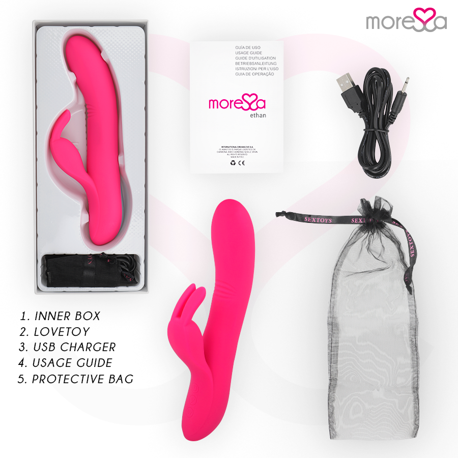 Vibromasseur rabbit rechargeable Ethan en silicone - Moressa - MORESSA