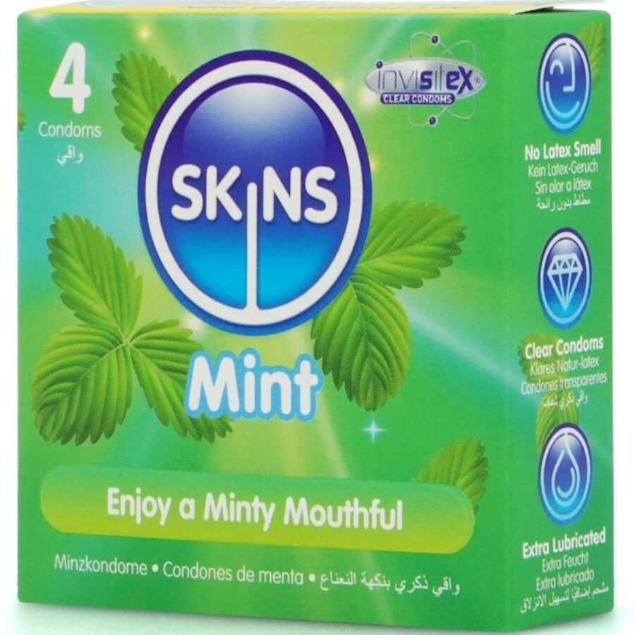 Préservatifs saveur menthe Skins Mint pack de 4 - Skins - SKINS