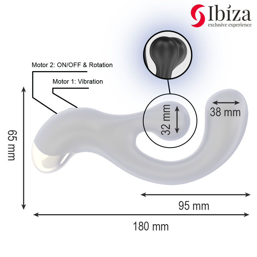 Stimulateur Double Ibiza Vibrant et Rotatif - Ibiza