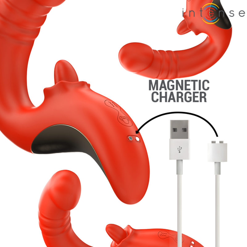 Vibrateur Double Stimulation Paulina en U Rouge - Intense