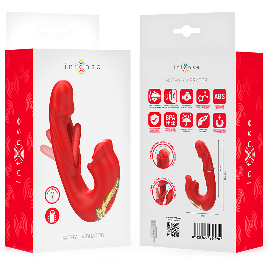 Vibrateur Double Nathy Bouche Stimulante Rouge - Intense