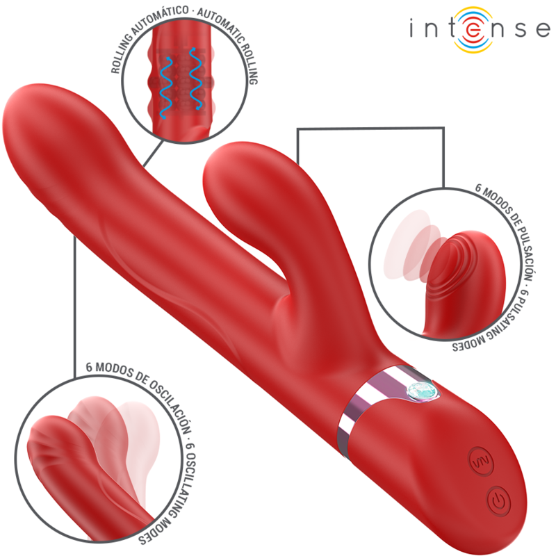 Vibrateur LELE Multifonction Rotatif Oscillant Rouge - Intense