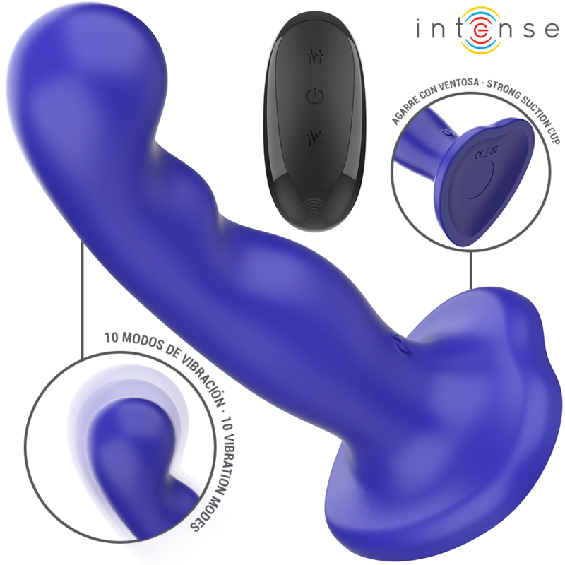 Vibromasseur Shorty Texturé Bleu avec Ventouse - Intense
