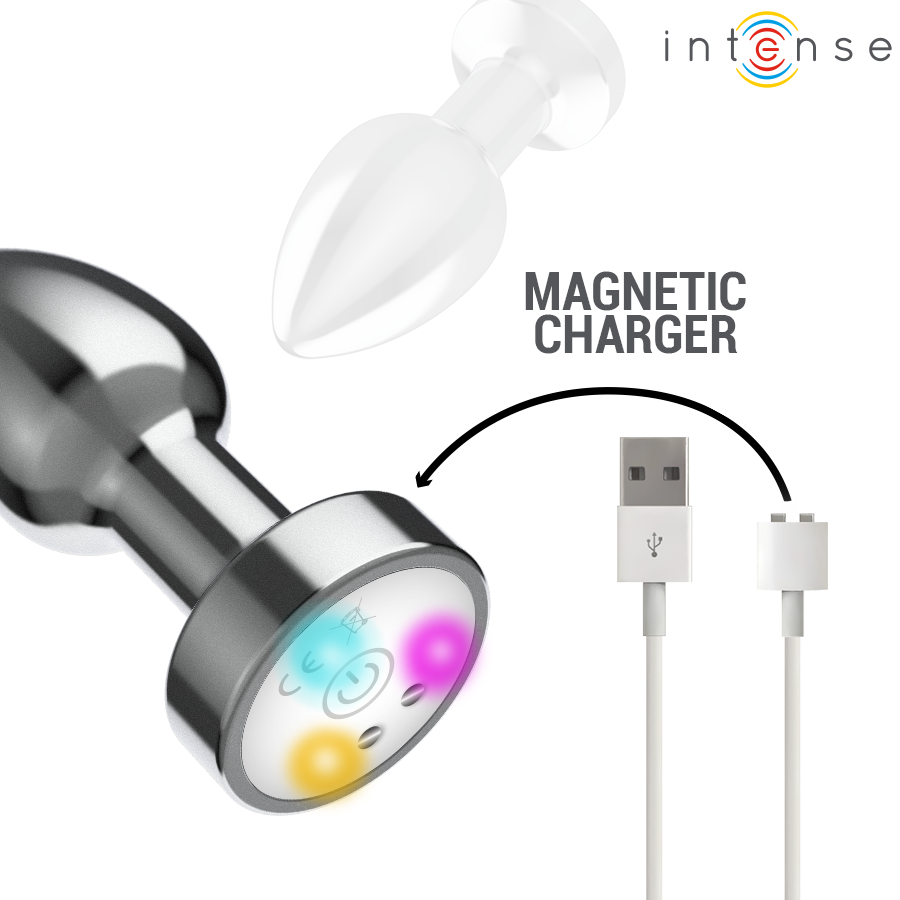 Plug Anal Vibrant Métal LED Intense Taille M Gris - Intense