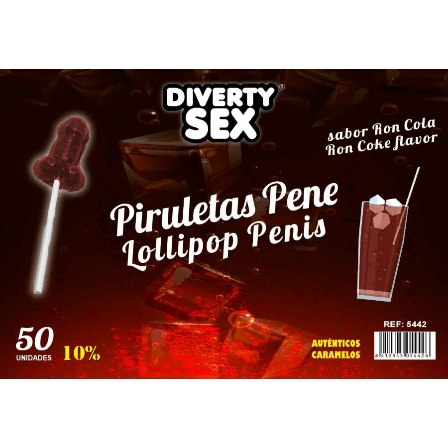 Sucettes Pénis Diablo Goloso Rhum Cola 50pcs - Diverty Sex