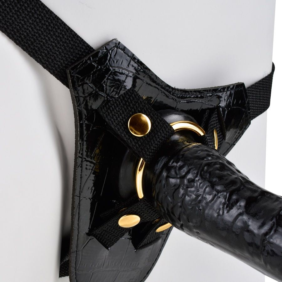 Gode Ceinture Harnais Design Or et Noir - Fetish Fantasy