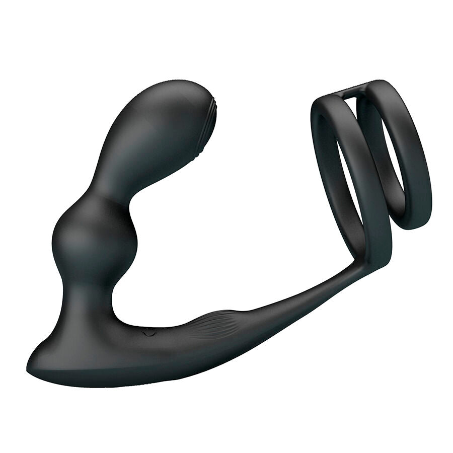 Anneau Pénien Vibrant avec Plug Anal Mr Play Noir - Mr Play