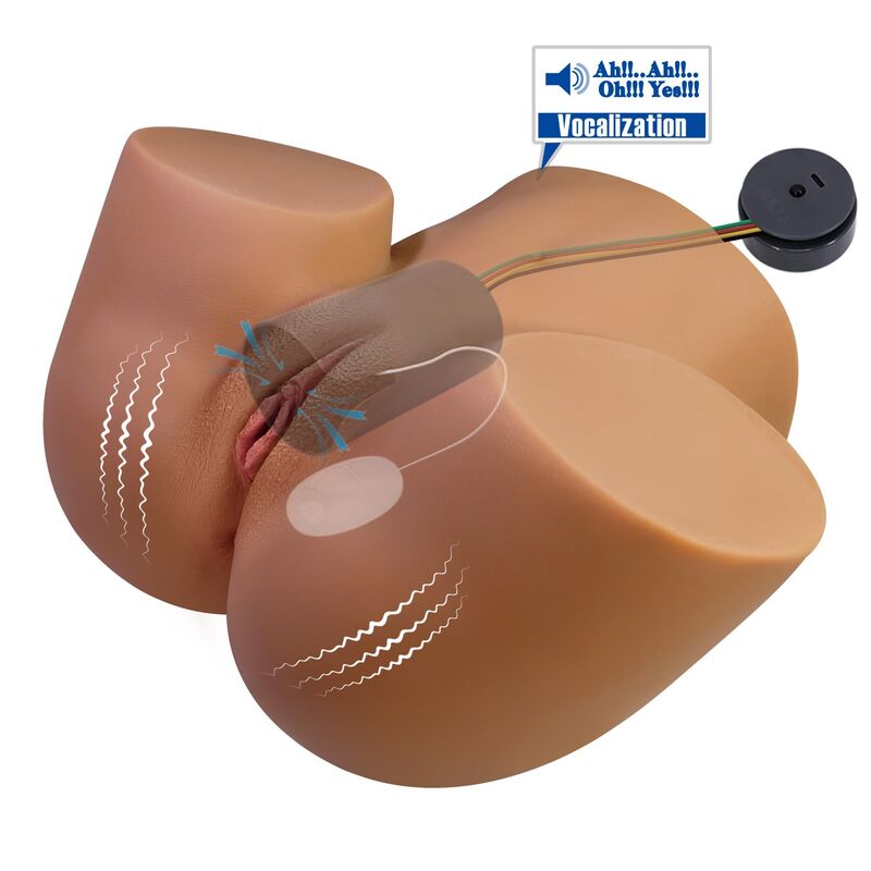 Weiblicher Torso-Masturbator mit zwei Eingängen, Vibration und Saugfunktion - Crazy Bull
