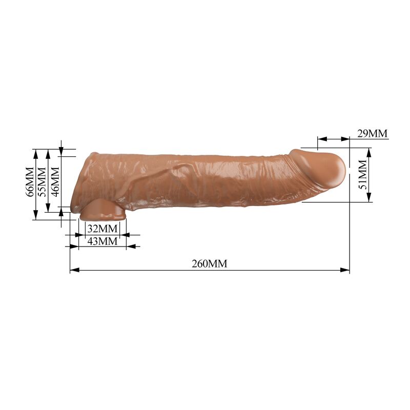 PRETTY LOVE - MANCHON D'EXTENSION DE PÉNIS AJUSTABLE 26 CM Ø 4 CM NATUREL