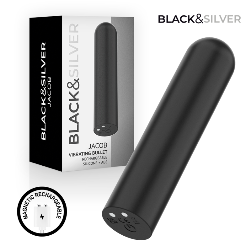 BLACK & SILVER - JACOB BALLE VIBRANTE RECHARGEABLE USB NOIR