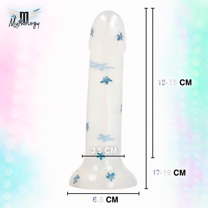 MYTHOLOGY - LYRA 4 GODEMICHET EN SILICONE 17 CM Ø 3,6 CM FLEURS TRANSPARENTES