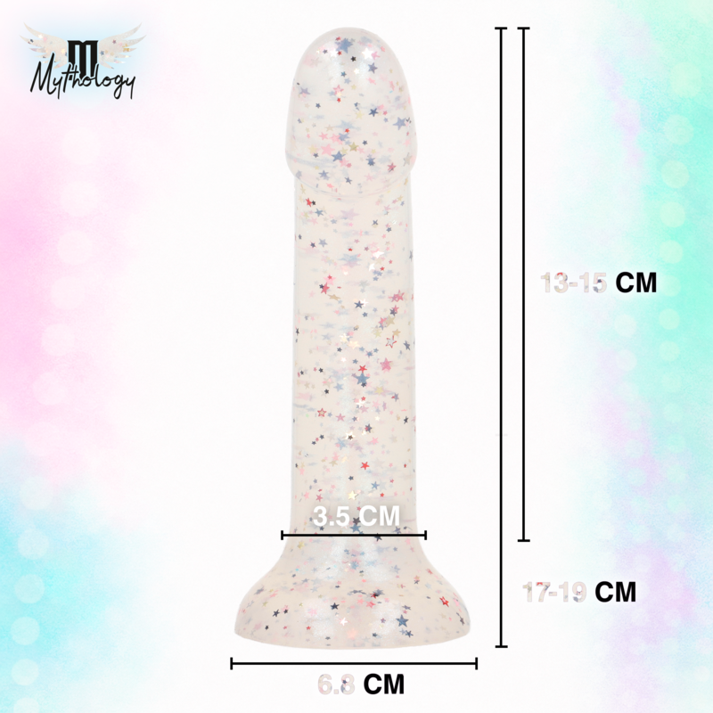 MYTHOLOGY - LYRA 5 GODE DE SILICONA 17 CM Ø 3,6 CM TRANSPARENTE MOTEADO