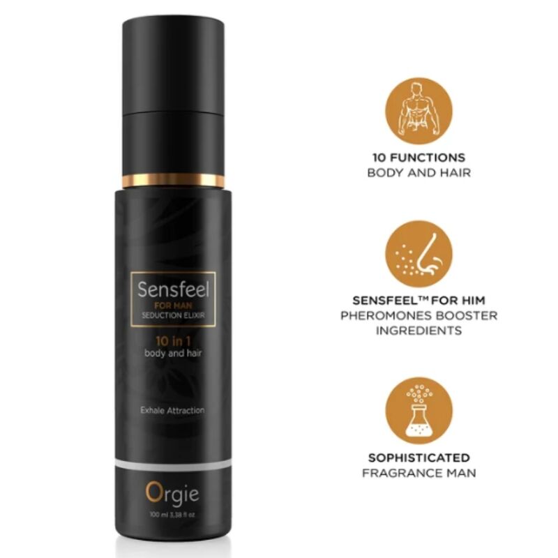 ORGIE - SENSFEEL POUR HOMME ÉLIXIR DE SÉDUCTION 10 EN 1 CORPS ET CHEVEUX 100 ML