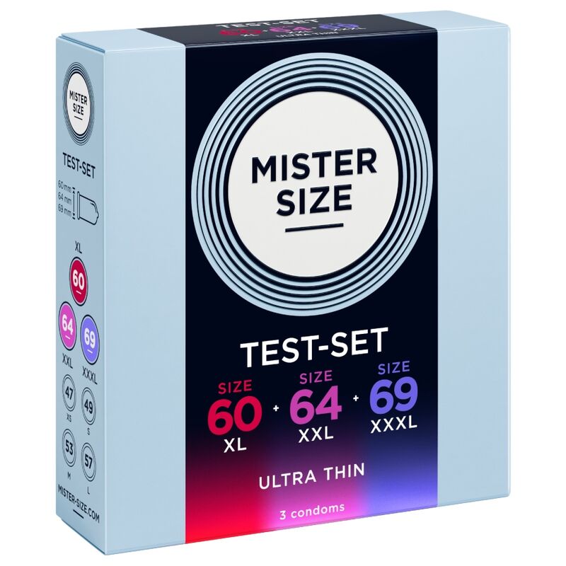 MISTER SIZE - PACK ÉCHANTILLON DE PRÉSERVATIFS TAILLE 60-64-69 MM (3 UNITÉS)