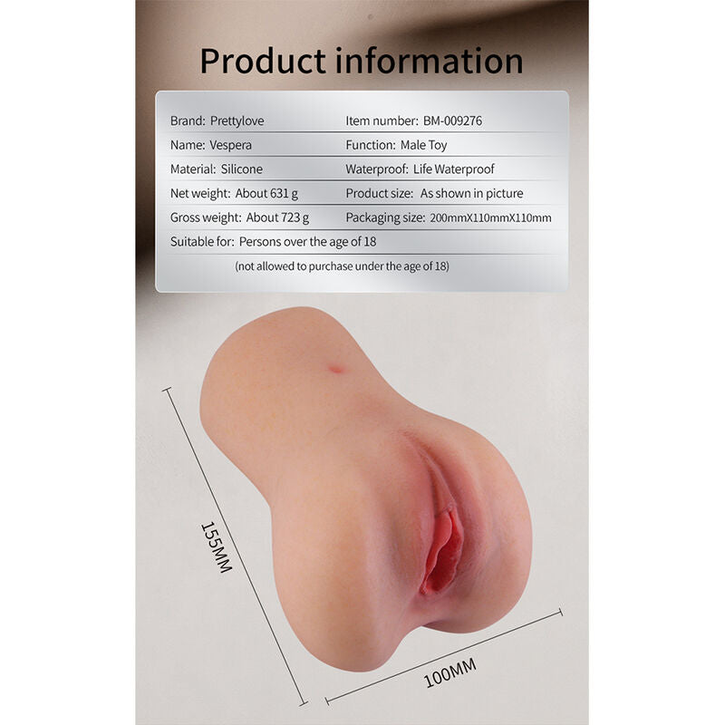 PRETTY LOVE - VESPERA MASTURBATEUR COMPACT EN SILICONE NATUREL À VIVRE RÉALISTE