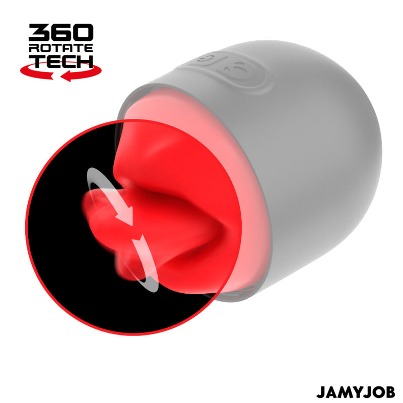 JAMYJOB - MASTURBATEUR LICK-R AVEC SIMULATEUR DE LÉCHAGE ROTATIF À 360° ET VIBRATION NOIR
