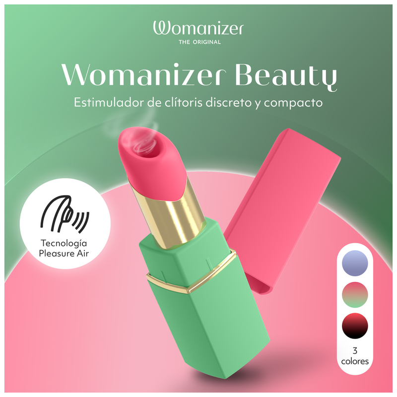 WOMANIZER - STIMULATEUR CLITORIAL À SUCCION BEAUTÉ 6 NIVEAUX D'INTENSITÉ VERT ET ROSE