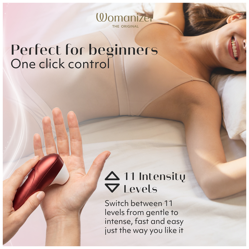 WOMANIZER - STIMULATEUR CLITORIAL PRO À SUCCION 11 NIVEAUX D'INTENSITÉ ROUGE BORDEAUX