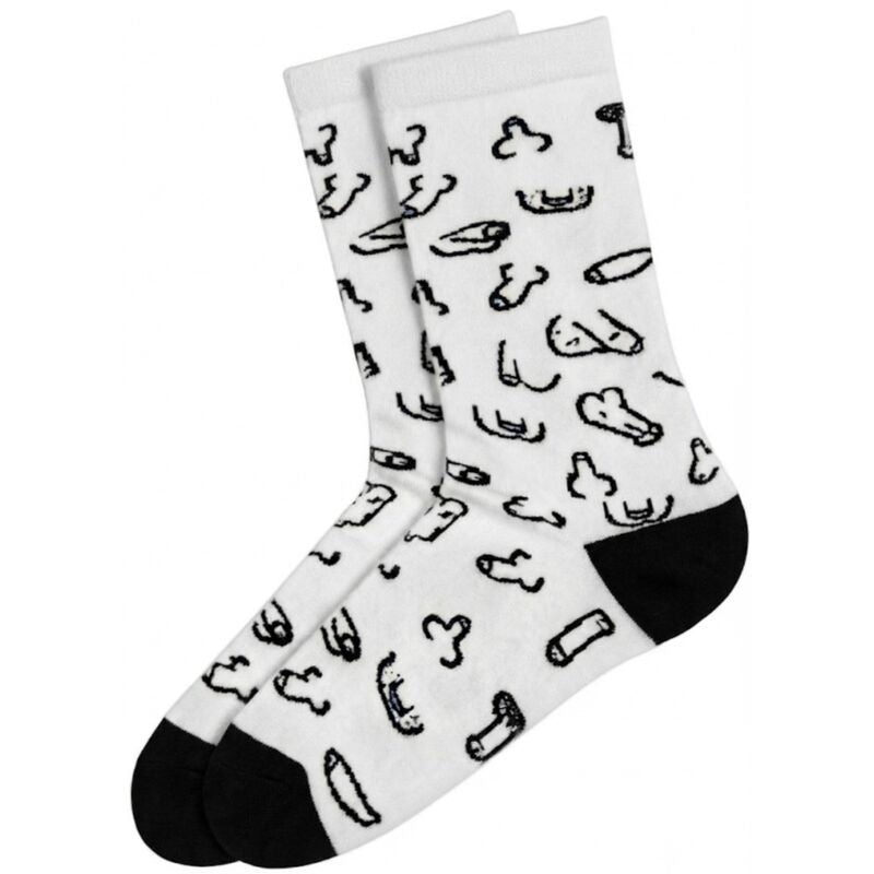 DIABLO PICANTE - CHAUSSETTES BLANCHES À MOTIFS PÉNIS POINTURES 41 - 45