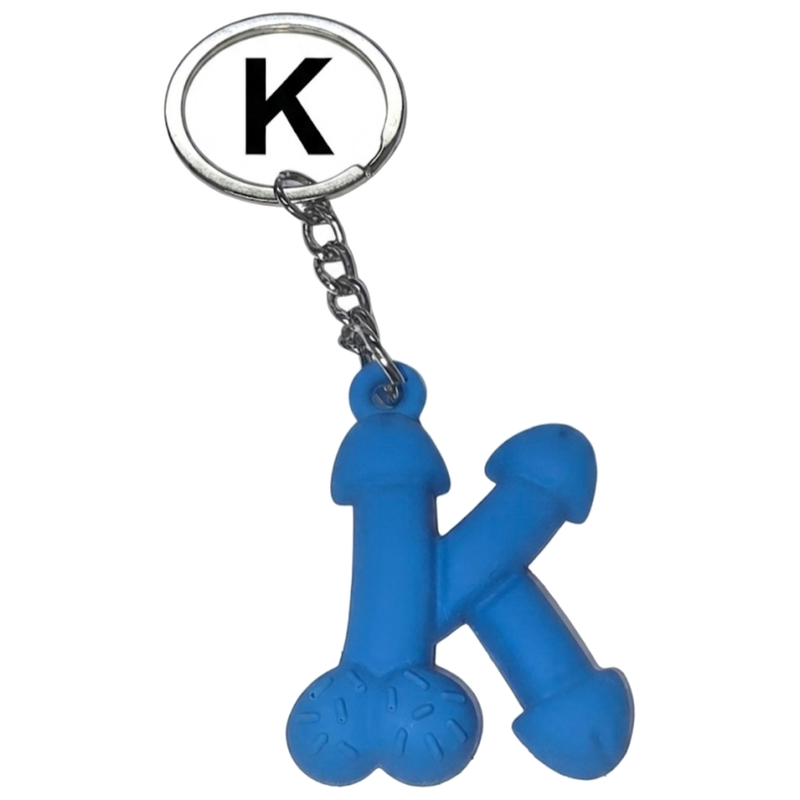 Porte-clés Pénis Bleu Parfumé à la Vanille Lettre K - Diablo Picante