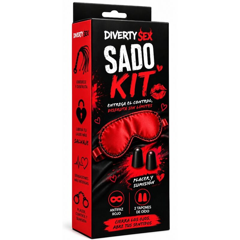 Bandeau Sado Aveuglant Rouge avec Bouchons d'Oreilles et Plume - Diablo Picante