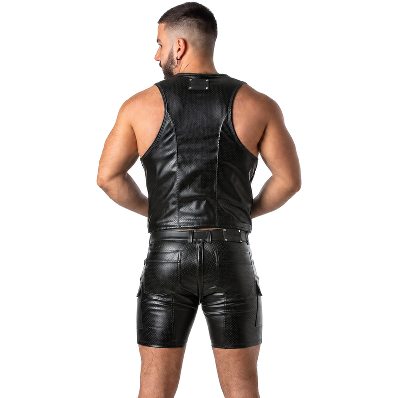 LOCKER GEAR - PUNCH HOLE LEATHERETTE GILET BLEU S