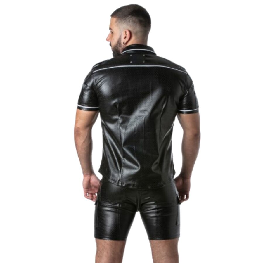LOCKER GEAR - PUNCH HOLE LEATHERETTE CHEMISE BLEU S