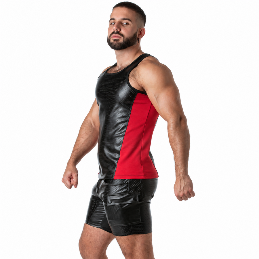 LOCKER GEAR - PUNCH HOLE LEATHERETTE DÉBARDEUR BLEU S