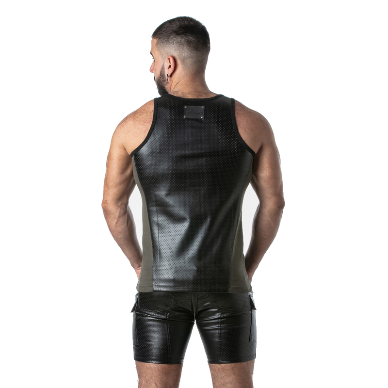 LOCKER GEAR - PUNCH HOLE LEATHERETTE DÉBARDEUR BLEU S