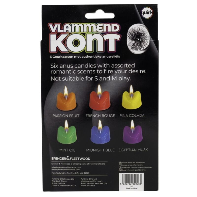 SPENCER & FLEETWOOD - BLAZING BOOTY ANUS CANDLES BOUGIES DE FÊTE FANTAISIE EN FORME D'ANUS