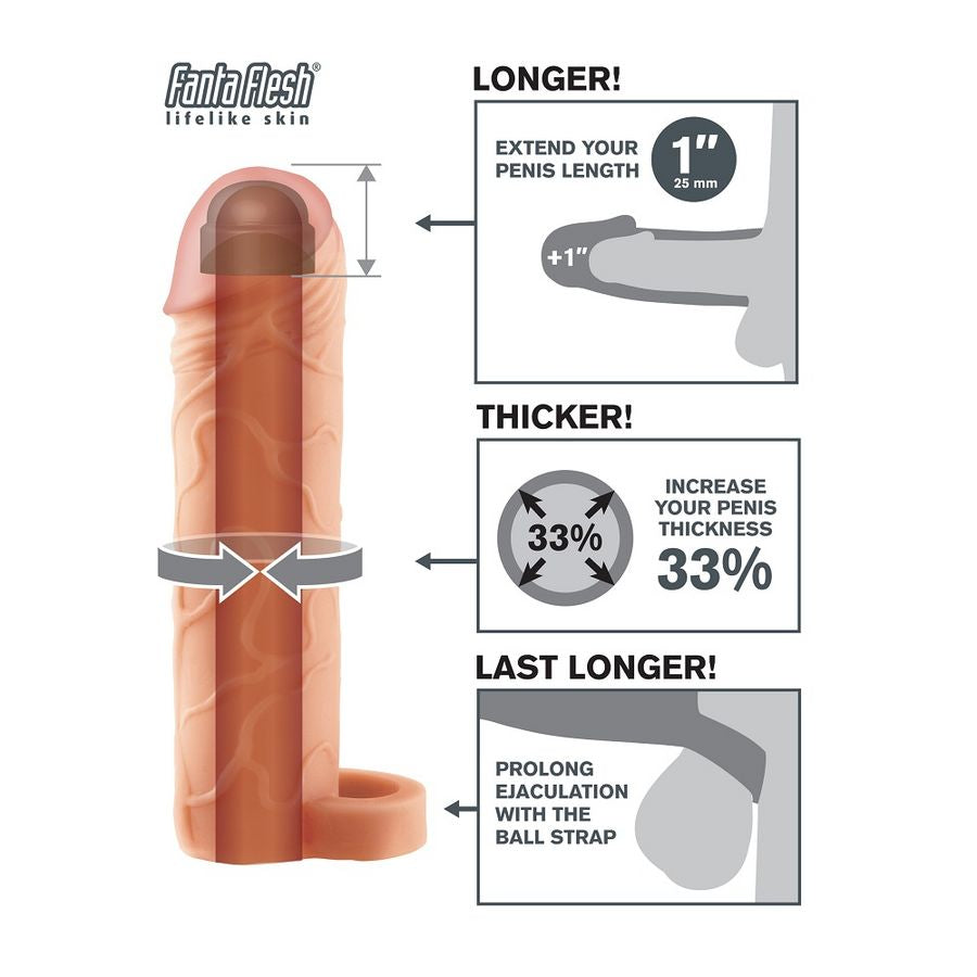 Gaine de Pénis Fantasy X-Tensions Perfect 1 Beige +25mm