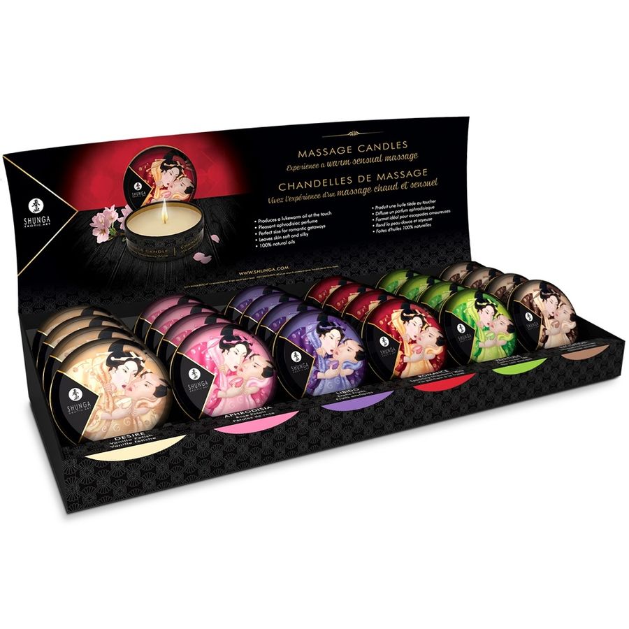 Présentoir Bougies de Massage Mini Caresse 24 Unités - Shunga - SHUNGA CANDLES